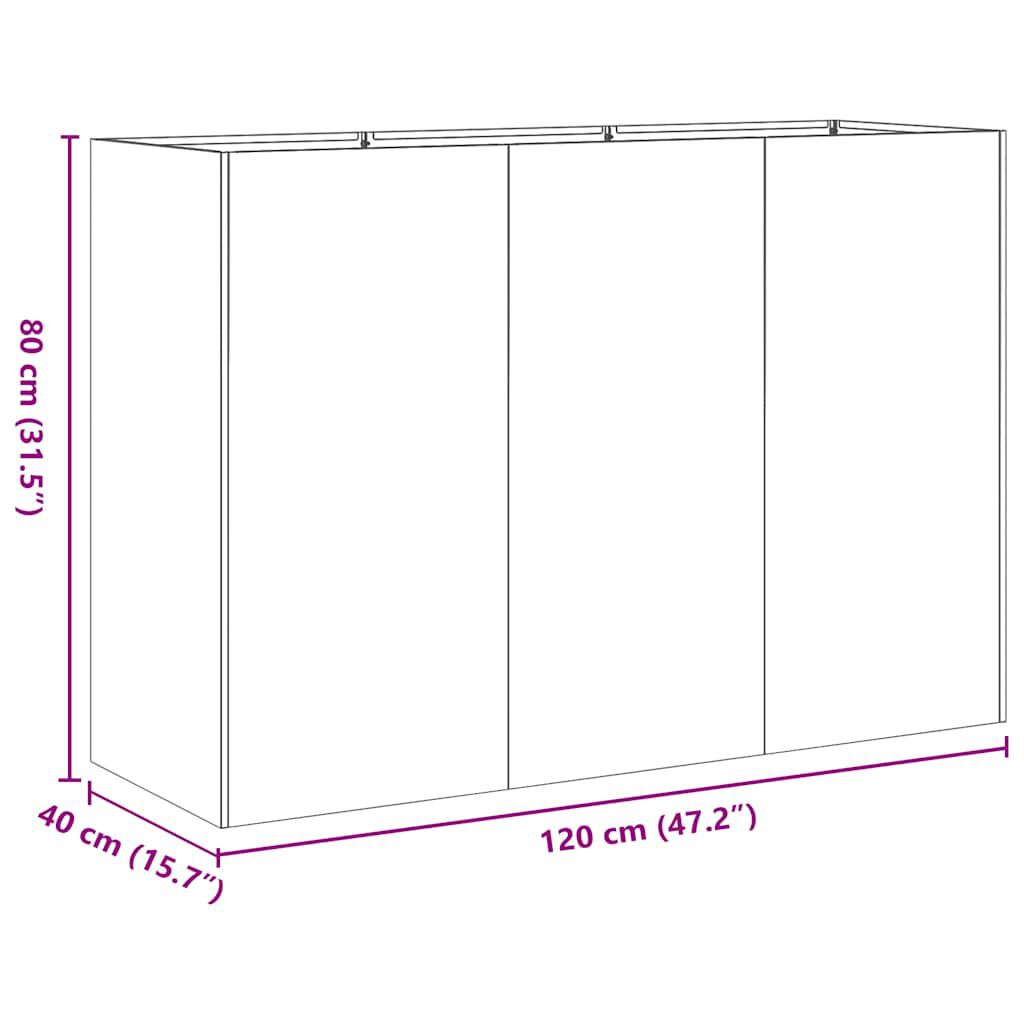 vidaXL Ζαρντινιέρα Μαύρη 120x40x80 εκ. από Χάλυβα Ψυχρής Έλασης