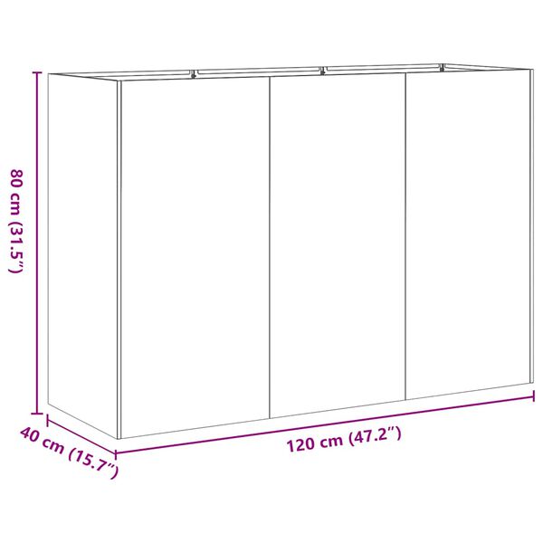 vidaXL Ζαρντινιέρα Μαύρη 120x40x80 εκ. από Χάλυβα Ψυχρής Έλασης