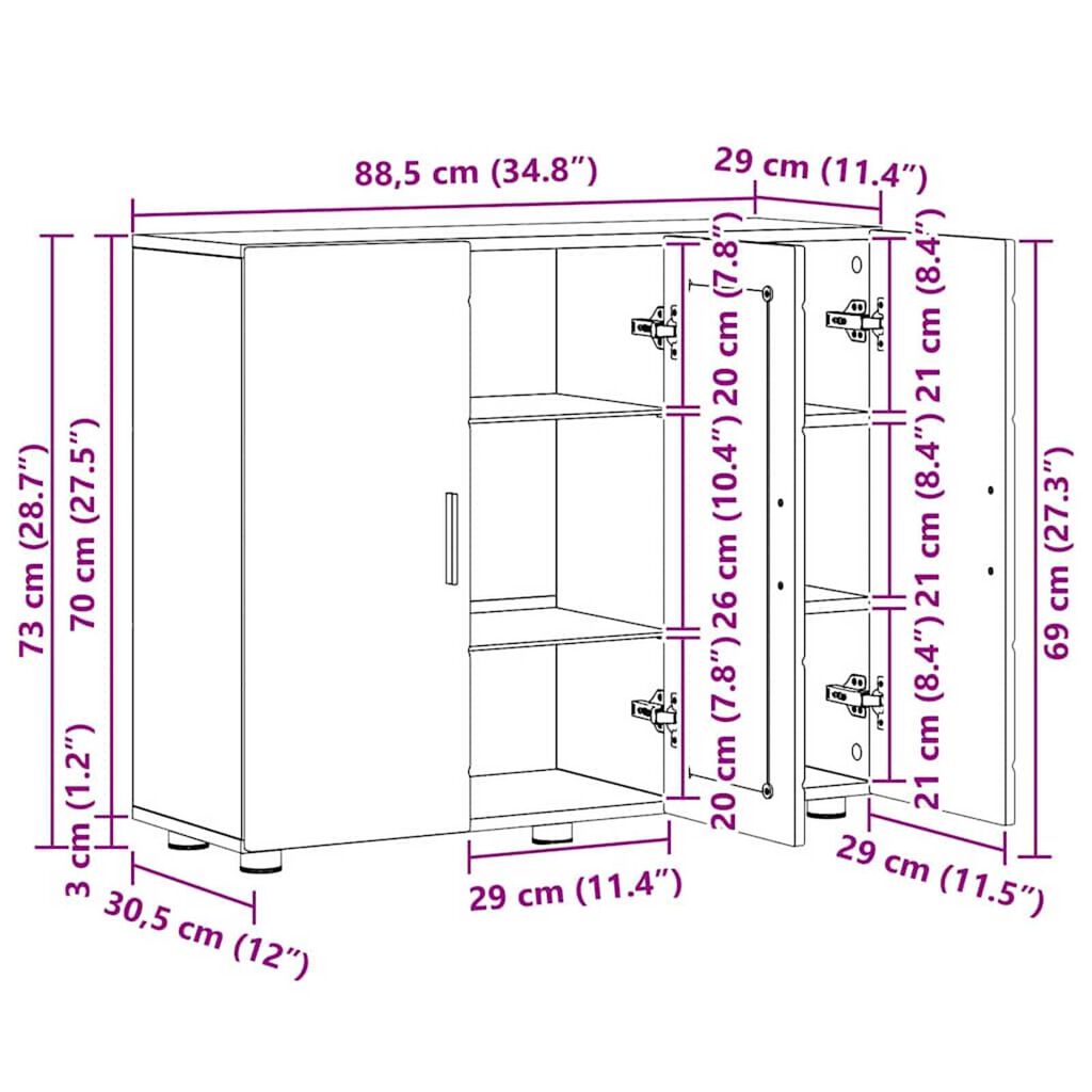 vidaXL Πλαϊνό γραφείο με ράφι με πόρτα Sonoma Δρυς 55.5 x 29 x 100 εκ