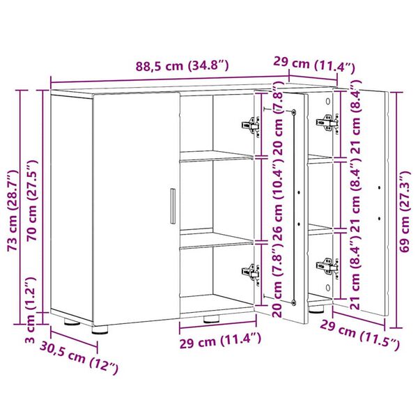vidaXL Πλαϊνό γραφείο με ράφι με πόρτα Sonoma Δρυς 55.5 x 29 x 100 εκ