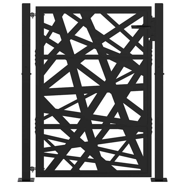 vidaXL Πόρτα Κήπου Μαύρη με Φωτιστικό Ατσάλι 105x130 εκ.