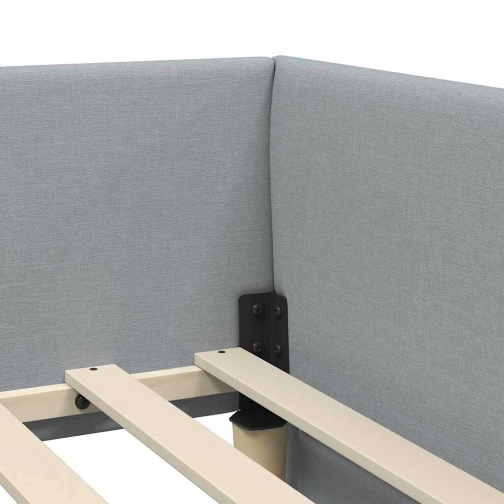 vidaXL Κρεβάτι Γωνίας Ανοιχτό γκρι 100 x 200 cm Ύφασμα και Έργο ξύλου