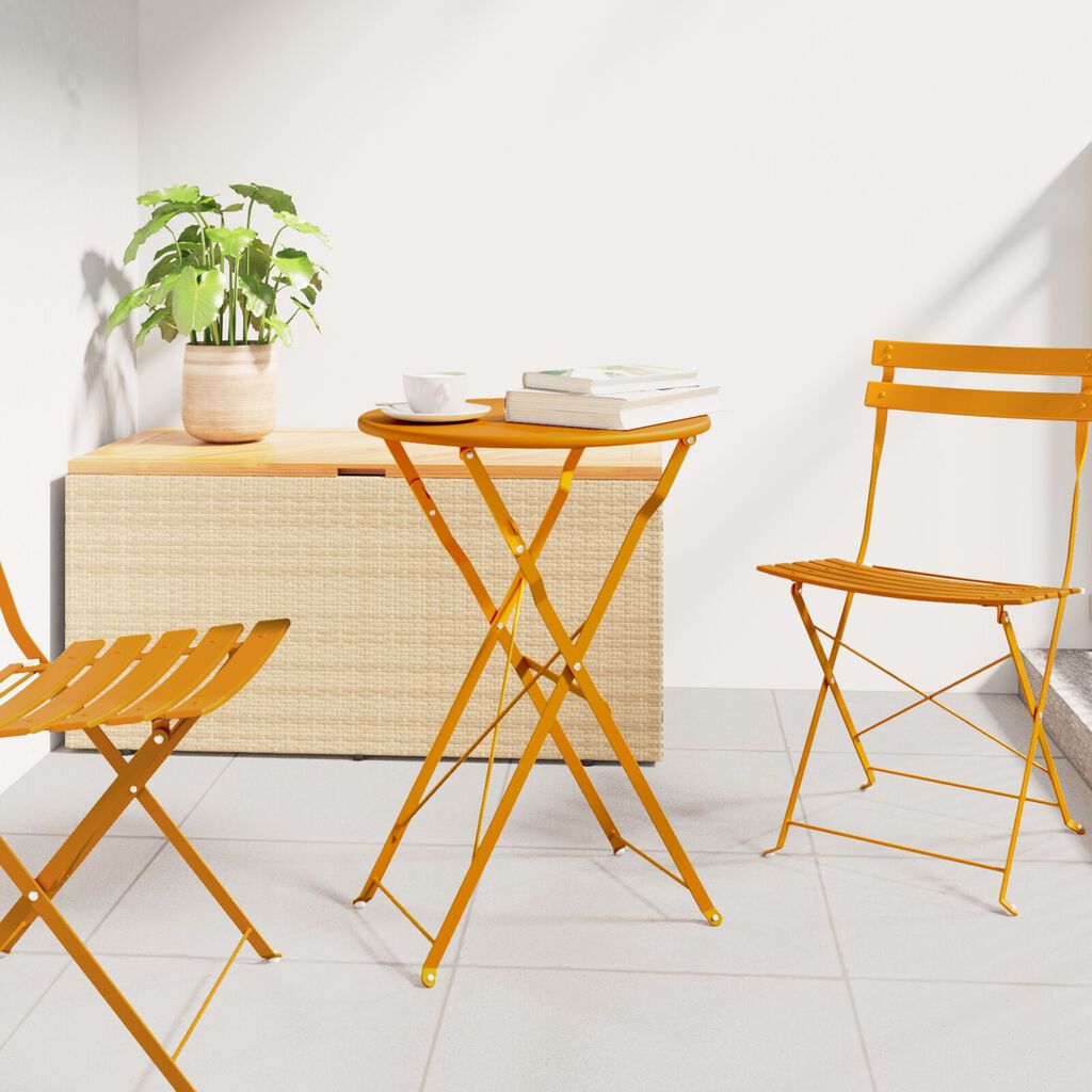 vidaXL Τραπέζι Bistro Πτυσσόμενο Μουσταρδί Ø50x71 εκ. Κατασκευασμένο από Ατσάλι με επιστρώσεις σκόνης