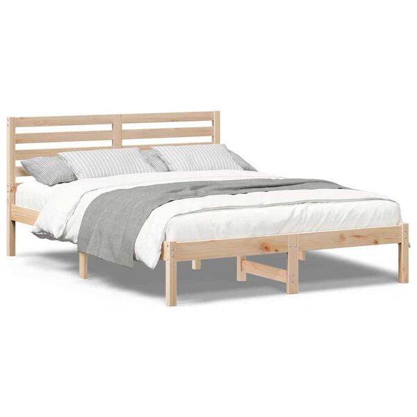 vidaXL Σκελετός Κρεβατιού Καφέ 140 x 190 cm Μασίφ ξύλο πεύκου