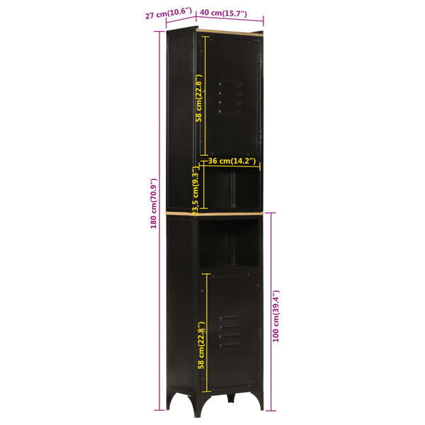vidaXL Ντουλάπι Μπάνιου 40 x 27 x 180 εκ. Σίδηρο και Μασίφ Ξύλο Μάνγκο