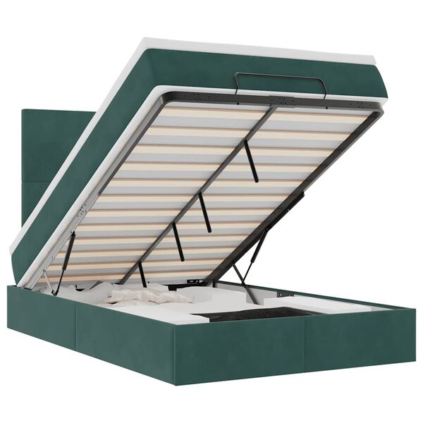vidaXL Οθωμανικό κρεβάτι με στρώματα Σκούρο πράσινο 120x190cm Velvet