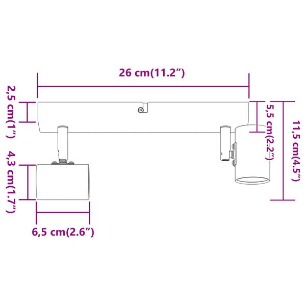 vidaXL Σποτ οροφής Μαύρο 26 x 6.5 x 11.5 εκ Ατσάλι