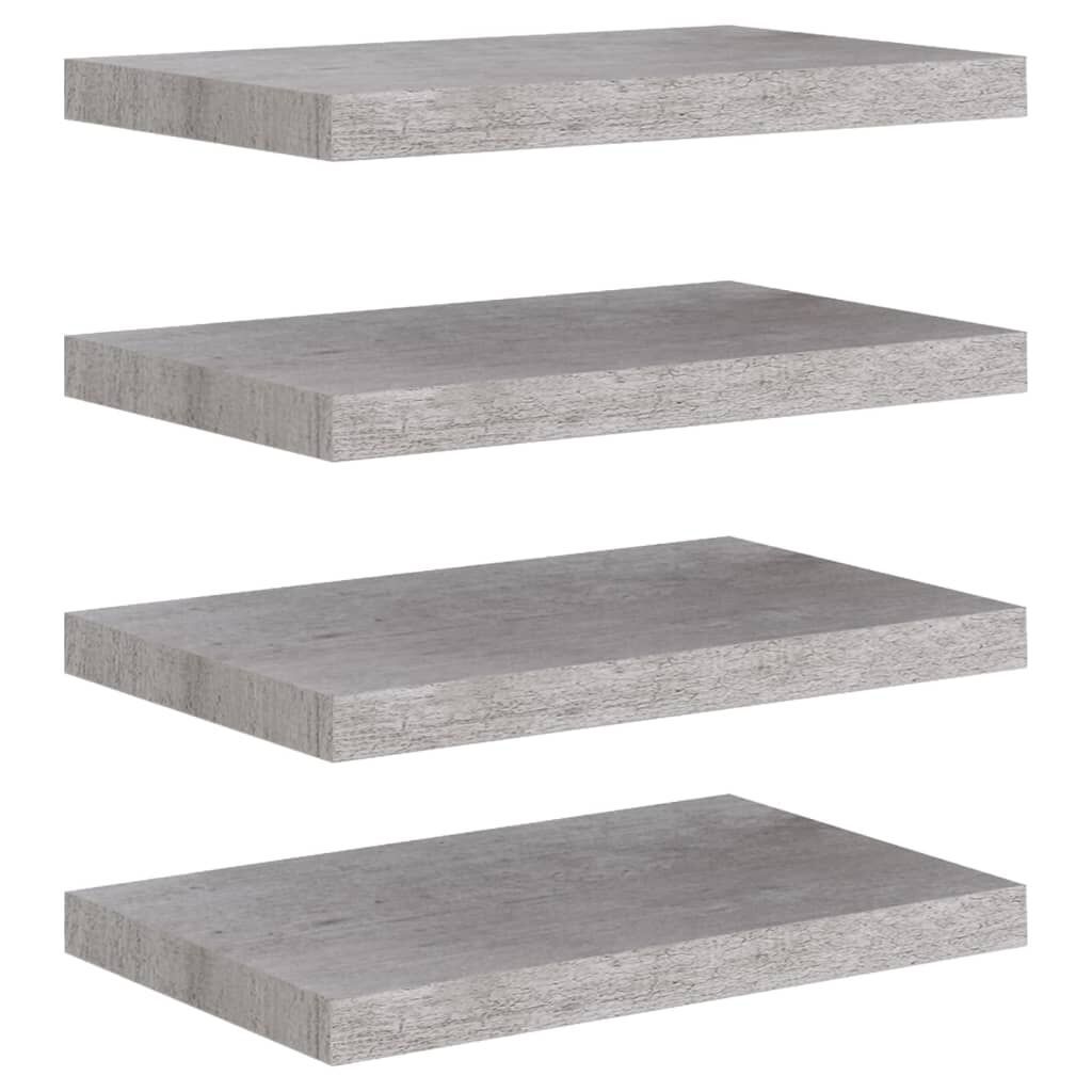 vidaXL Ράφια Τοίχου 4 τεμ. Γκρι Σκυροδέματος 50x23x3,8 εκ. MDF