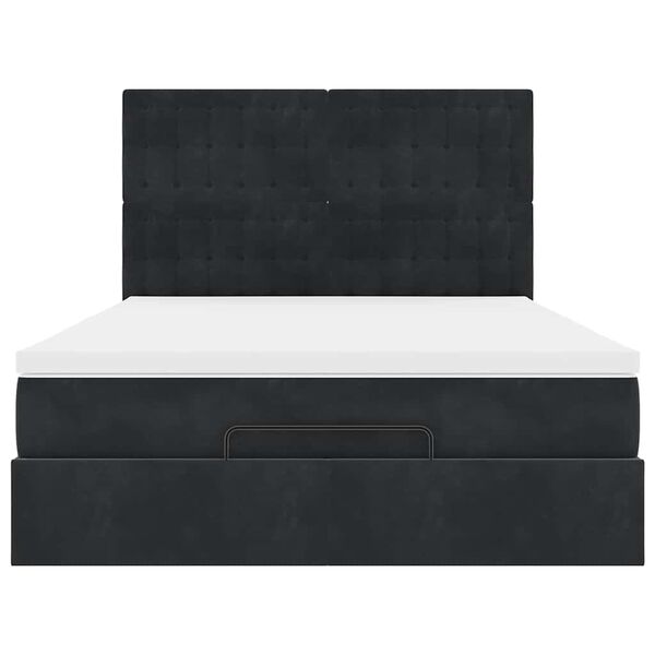 vidaXL Οθωμανικό κρεβάτι με στρώματα & LEDs Μαύρο 140x190cm Βελούδο