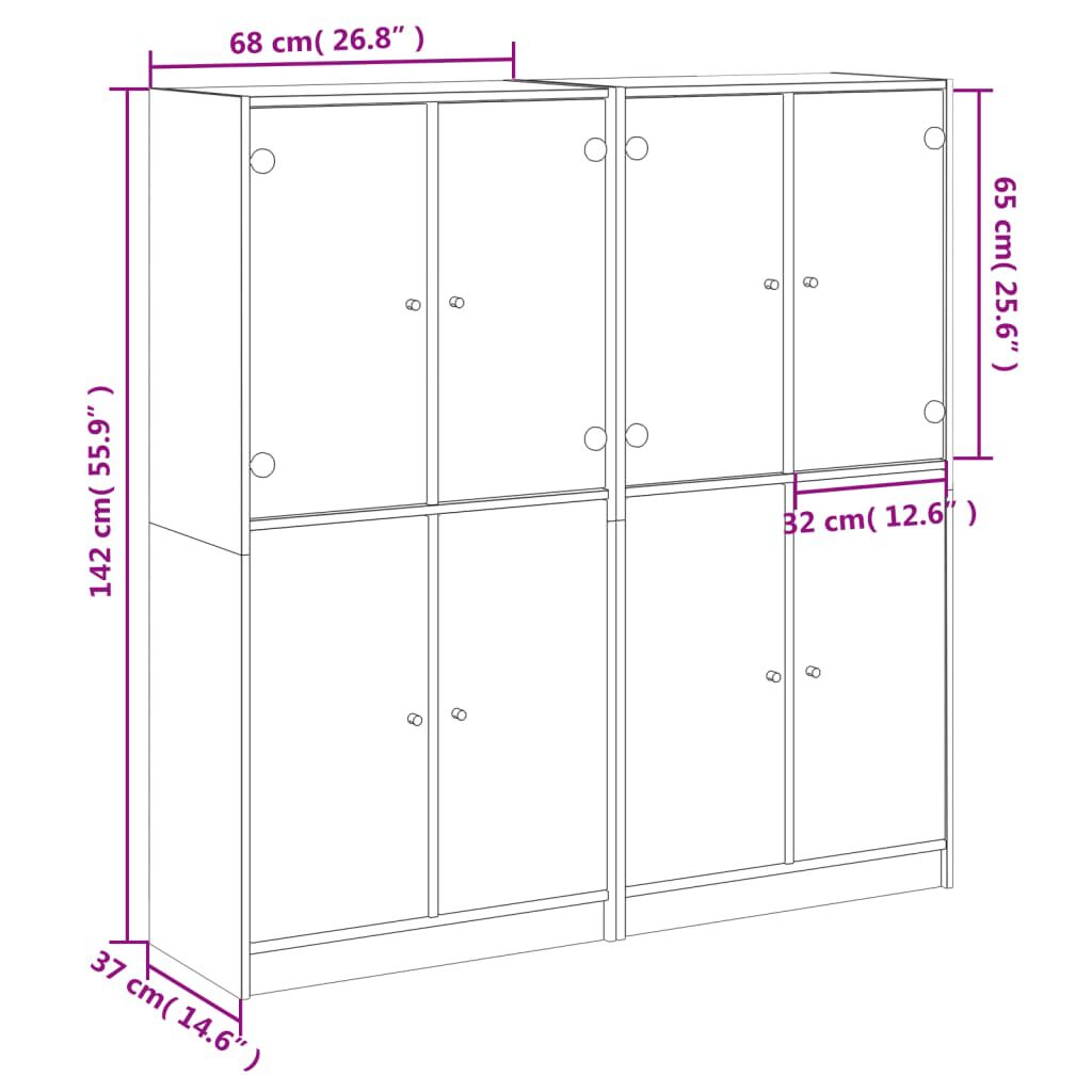 vidaXL Βιβλιοθήκη με Πόρτες Καφέ Δρυς 136x37x142 εκ. Επεξ. Ξύλο