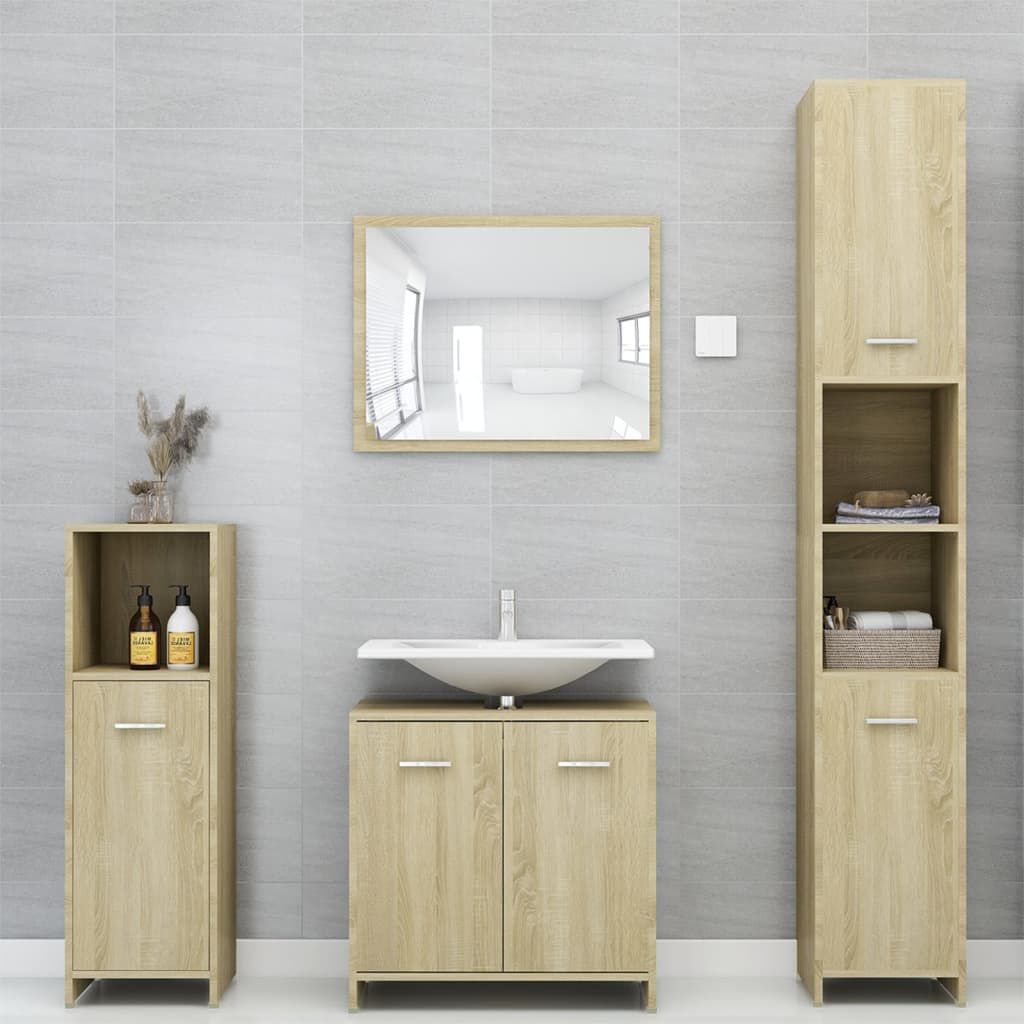 vidaXL Στήλη Μπάνιου Sonoma Δρυς 30 x 30 x 95 εκ. Επεξεργασμένο Ξύλο