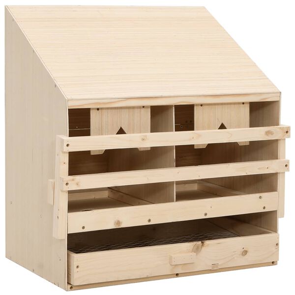 vidaXL Φωλιά για Κότες με 2 Θέσεις 63x40x65 εκ. από Μασίφ Ξύλο Πεύκου