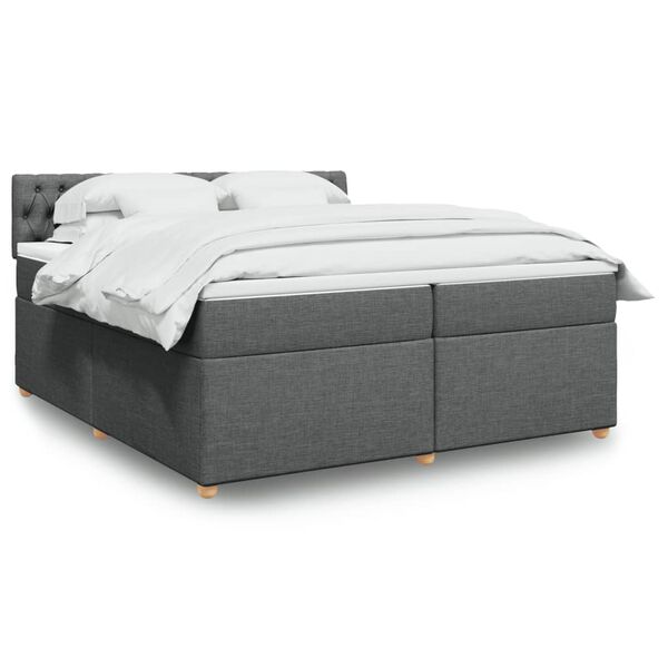 vidaXL Κρεβάτι Boxspring με Στρώμα Σκούρο Γκρι 200x200 εκ. Υφασμάτινο