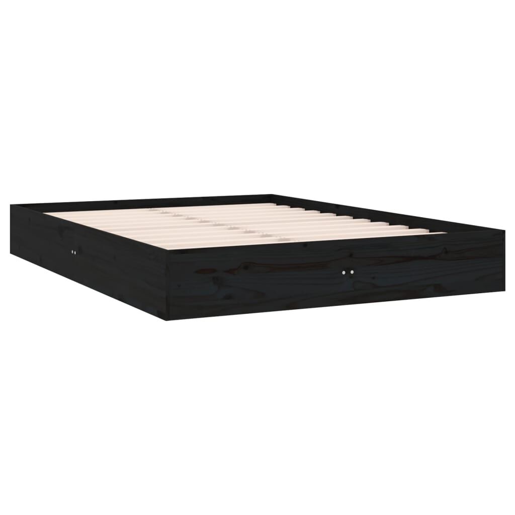 vidaXL Πλαίσιο Κρεβατιού Μαύρο 120 x 190 εκ. Μασίφ Ξύλο Small Double