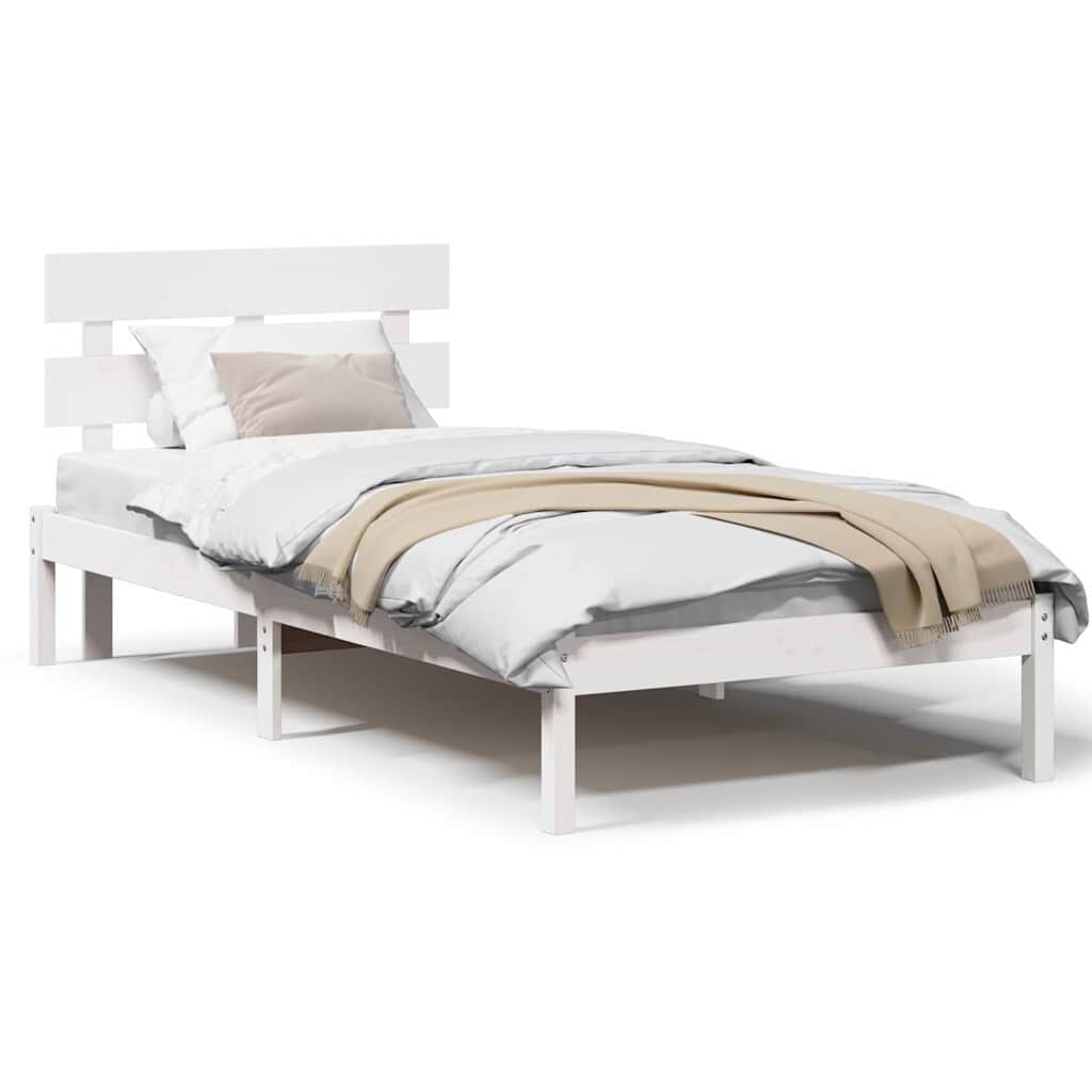 vidaXL Σκελετός Κρεβατιού Λευκό 80 x 200 cm Μασίφ ξύλο πεύκου