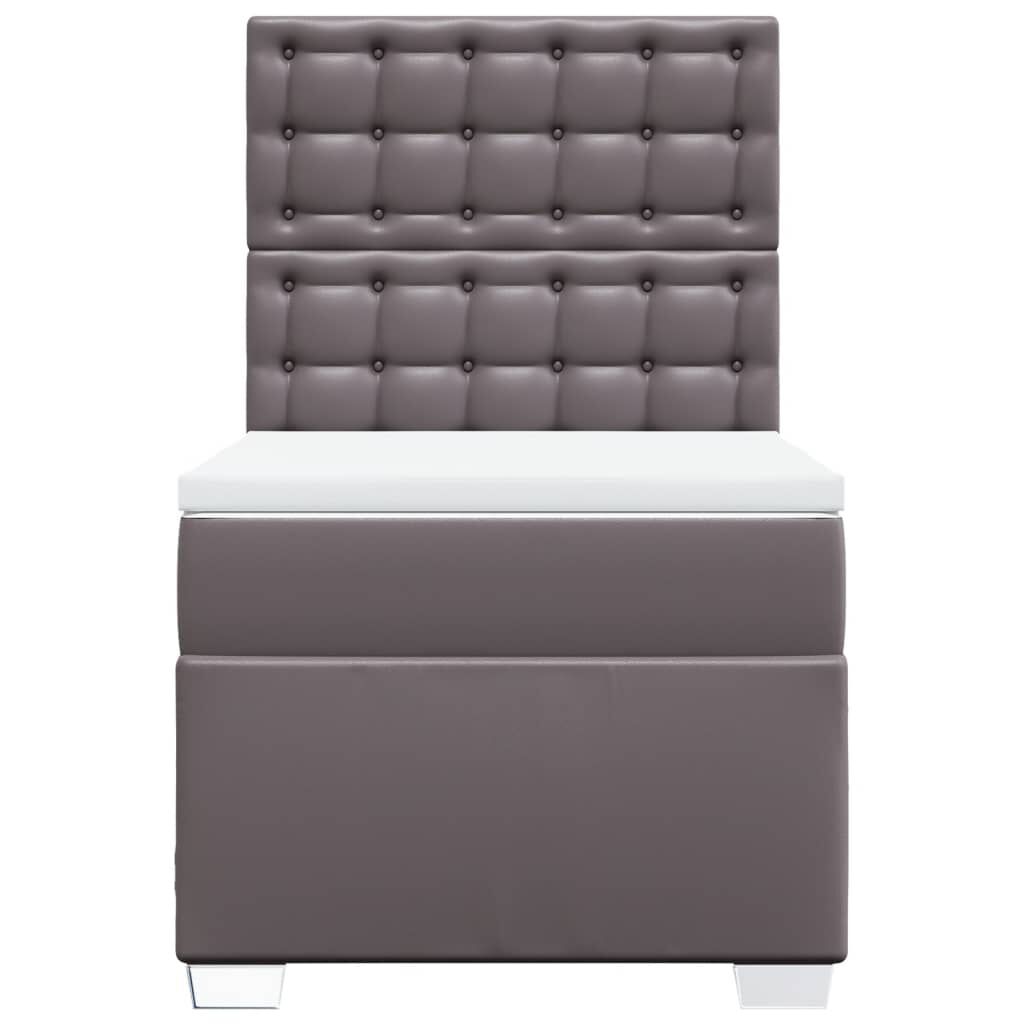 vidaXL Κρεβάτι Boxspring με Στρώμα Γκρι 100x200εκ. από Συνθετικό Δέρμα
