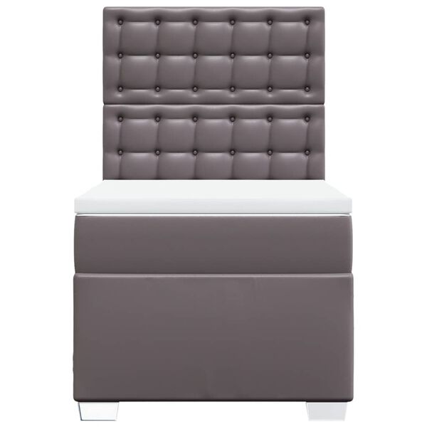 vidaXL Κρεβάτι Boxspring με Στρώμα Γκρι 100x200εκ. από Συνθετικό Δέρμα