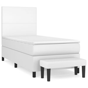 vidaXL Κρεβάτι Boxspring με Στρώμα Λευκό 80 x 200 εκ. Συνθετικό Δέρμα