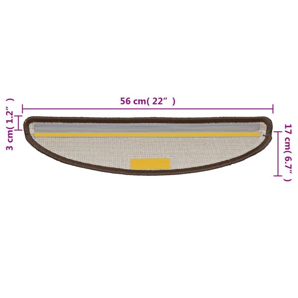 vidaXL Πατάκια Σκάλας 10 τεμ. Καφέ 56 x 17 x 3 εκ.