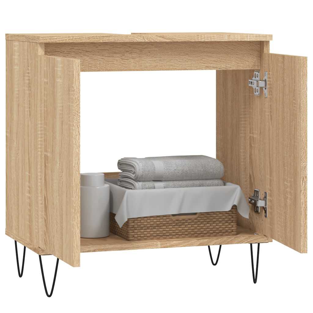 vidaXL Ντουλάπι Μπάνιου Sonoma Δρυς 58 x 33 x 60 εκ. από Επεξεργ. Ξύλο