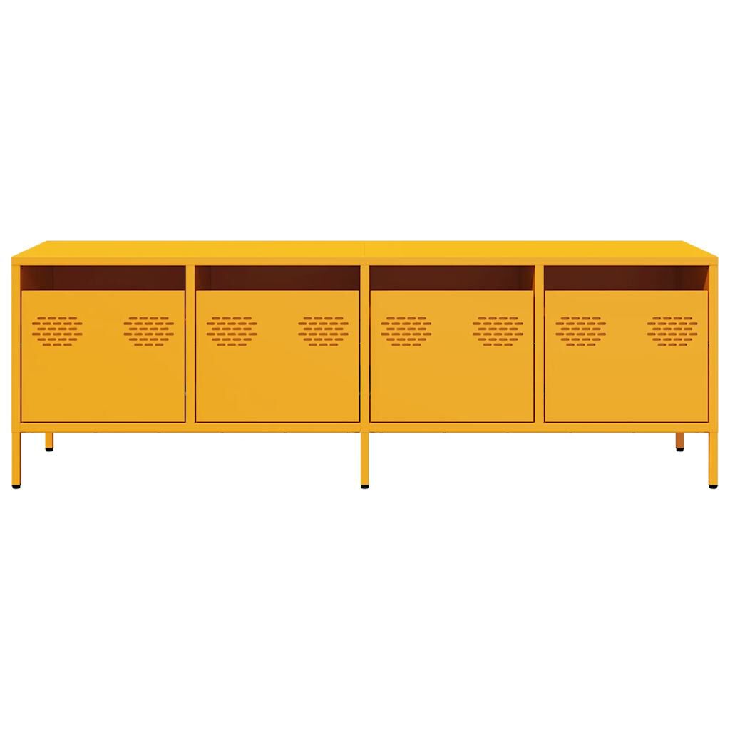 vidaXL Έπιπλο Τηλεόρασης Μουσταρδί 135x39x43,5 εκ Ατσάλι Ψυχρής Έλασης