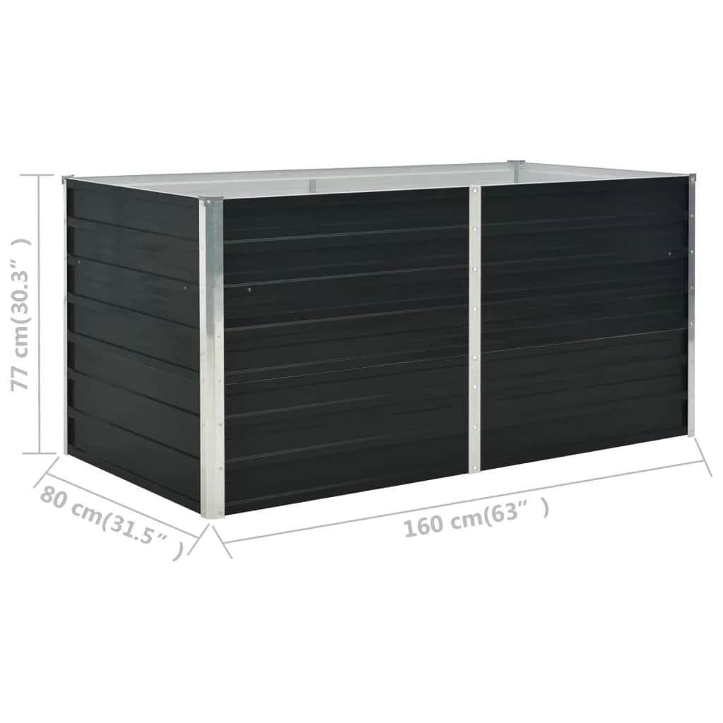 vidaXL Ζαρντινιέρα Ψηλή Ανθρακί 160x80x77 εκ. από Γαλβανισμένο Χάλυβα