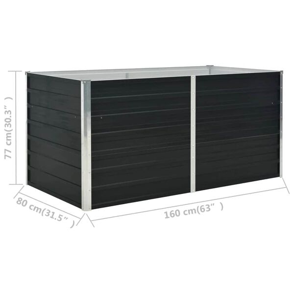 vidaXL Ζαρντινιέρα Ψηλή Ανθρακί 160x80x77 εκ. από Γαλβανισμένο Χάλυβα
