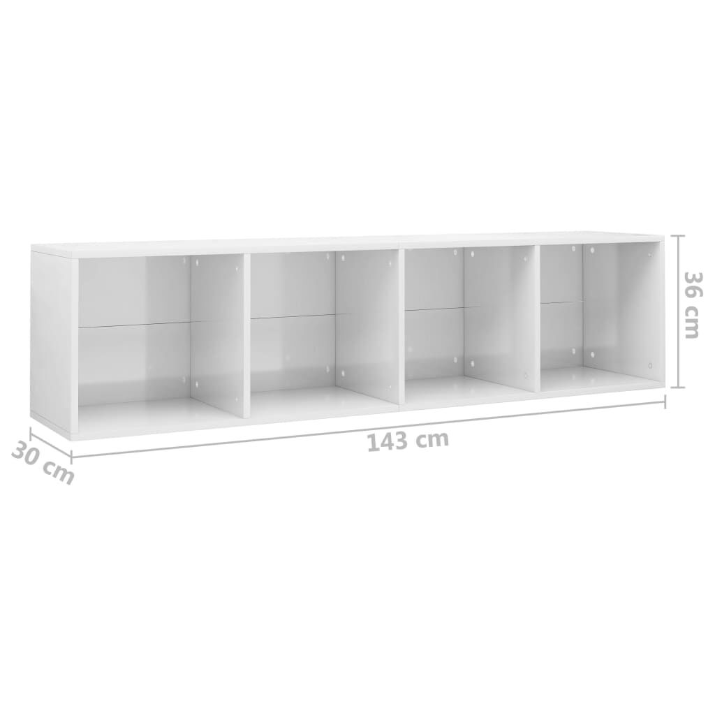 vidaXL Βιβλιοθήκη/Έπιπλο TV Γυαλιστερό Λευκό 36x30x143 εκ. Επεξ. Ξύλο