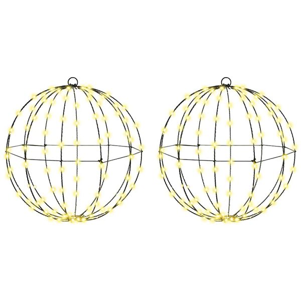 vidaXL Μπάλα με 192 LED 2 pcs Θερμό λευκό 40 cm Μέταλλο
