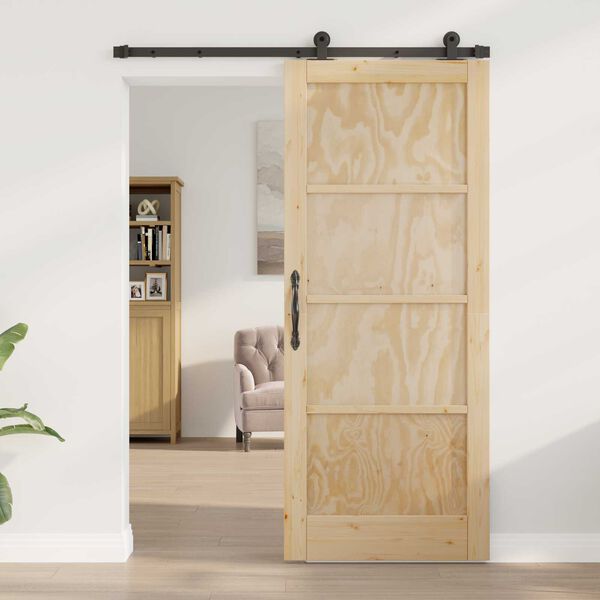 vidaXL Συρόμενη Πόρτα ORKDAL Φυσικό και μαύρο 83 x 202 εκ.
