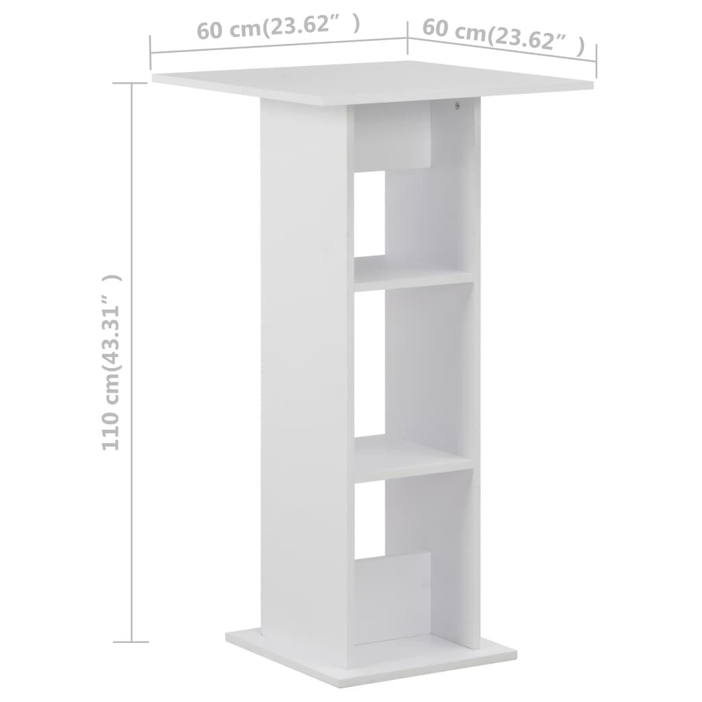 vidaXL Τραπέζι Μπαρ Λευκό 60 x 60 x 110 εκ.