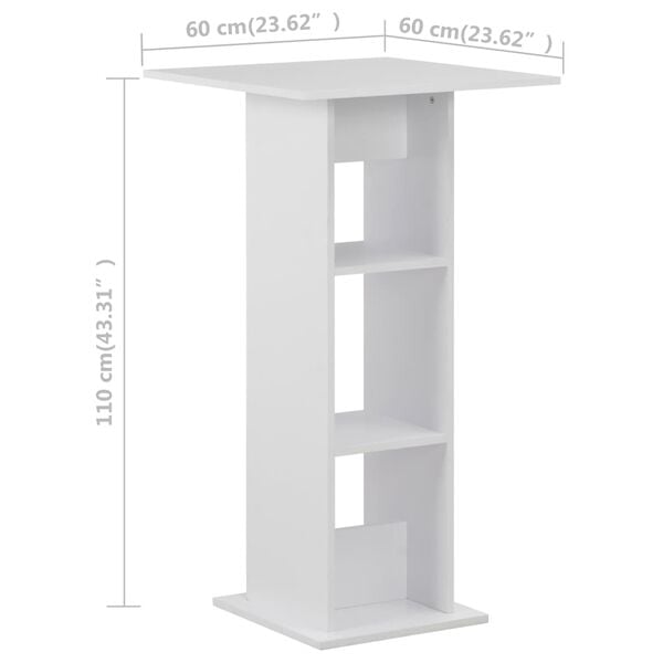 vidaXL Τραπέζι Μπαρ Λευκό 60 x 60 x 110 εκ.