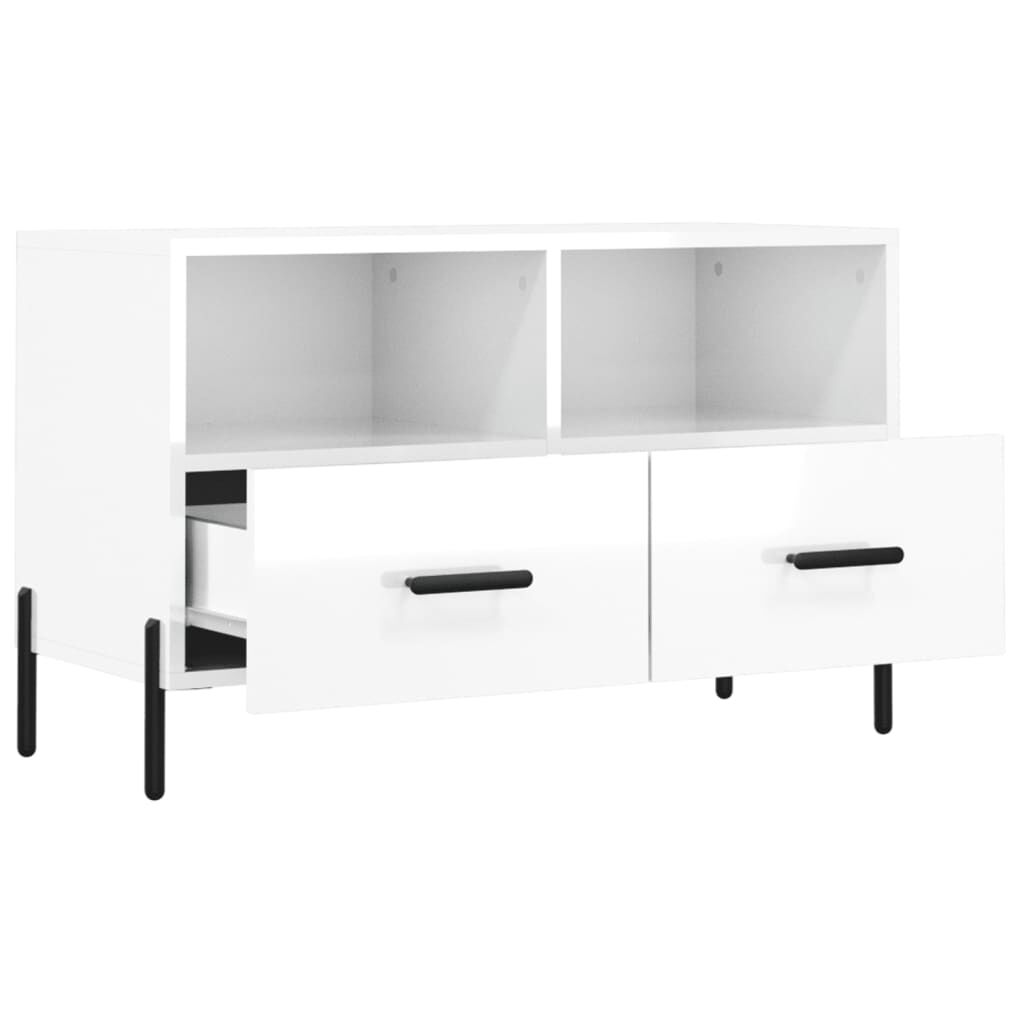 vidaXL Έπιπλο Τηλεόρασης Γυαλ. Λευκό 80x36x50 εκ. Επεξεργασμένο Ξύλο