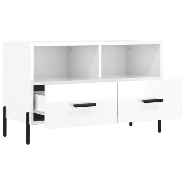 vidaXL Έπιπλο Τηλεόρασης Γυαλ. Λευκό 80x36x50 εκ. Επεξεργασμένο Ξύλο