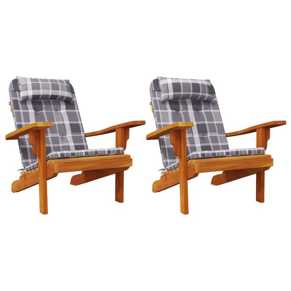 vidaXL Μαξιλάρια Καρέκλας Adirondack 2 τεμ. Γκρι Καρό Ύφασμα Oxford