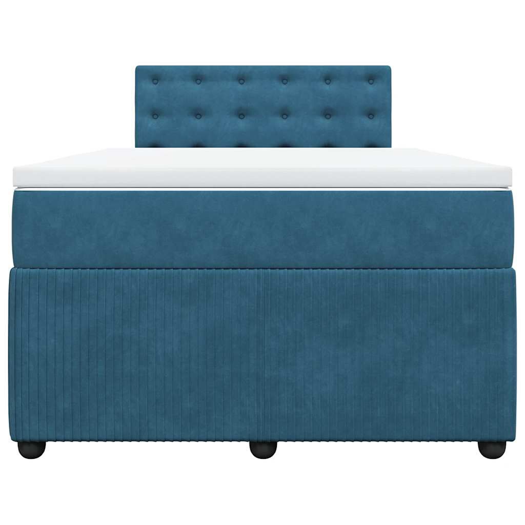 vidaXL Κρεβάτι Boxspring με Στρώμα Μπλε 120x190 εκ. Βελούδινο