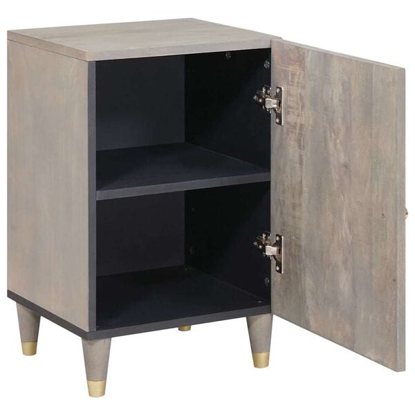 vidaXL Ντουλάπι Μπάνιου Γκρι 38 x 33 x 58 εκ. Στερεό ξύλο μάνγκο