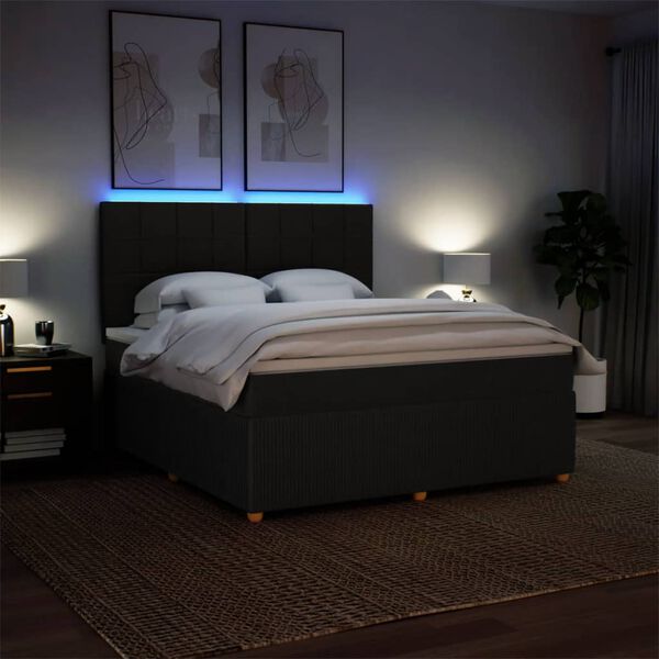 vidaXL &Kappa;&rho;&epsilon;&beta;ά&tau;&iota; Boxspring &mu;&epsilon; &Sigma;&tau;&rho;ώ&mu;&alpha; &Mu;&alpha;ύ&rho;&omicron; 180x200 &epsilon;&kappa;. &Upsilon;&phi;&alpha;&sigma;&mu;ά&tau;&iota;&nu;&omicron;