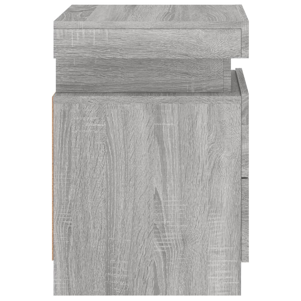 vidaXL Κομοδίνο με Φώτα LED Γκρι Sonoma 35 x 39 x 55 εκ.
