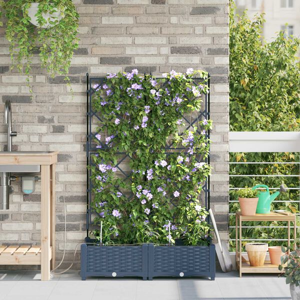 vidaXL Ζαρντινιέρες κήπου Γκρι 80 x 40 x 126 cm Ατσάλι