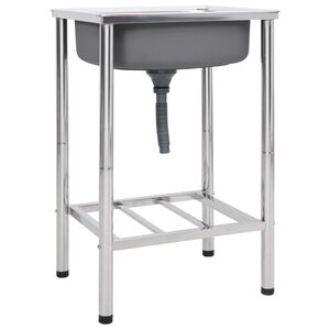 vidaXL Νεροχύτης Εξωτερ. Χώρου με Μονή Γούρνα από Ανοξείδωτο Ατσάλι