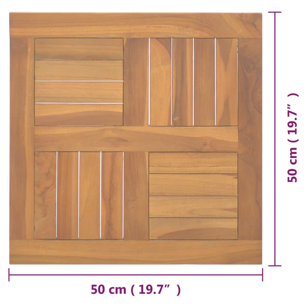 VidaXL Επιφάνεια Τραπεζιού Τετράγωνη 50 x 50 x 2,5 εκ. Μασίφ Ξύλο Teak