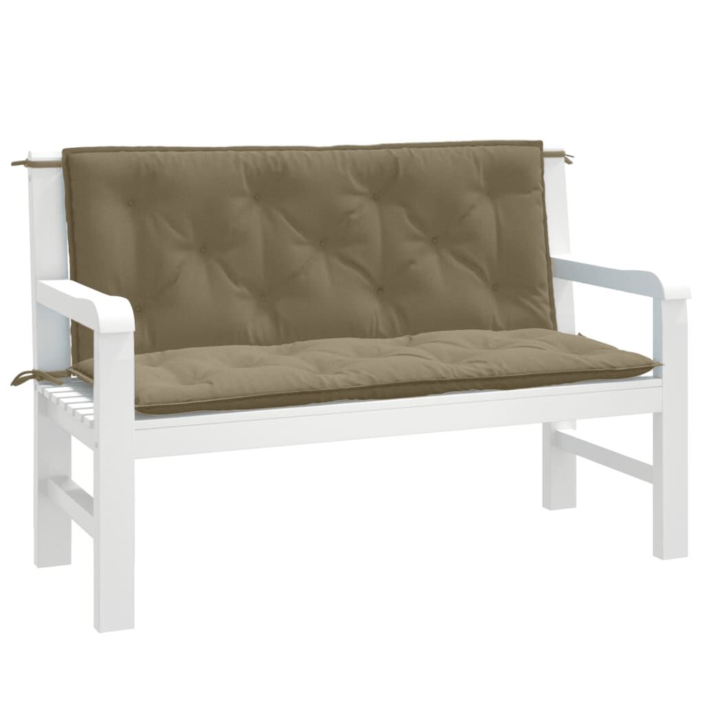 vidaXL Μαξιλάρια Πάγκου Κήπου 2 τεμ. Taupe Μελανζέ 120x50x7 εκ. Ύφ.