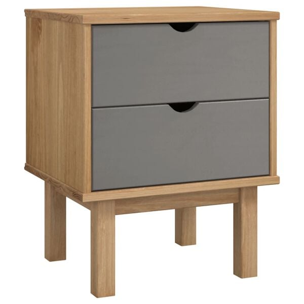 vidaXL Κομοδίνο OTTA Καφέ / Γκρι 45x39x57 εκ. από Μασίφ Ξύλο Πεύκου