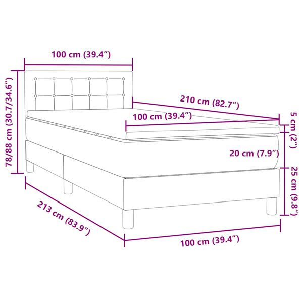 vidaXL Κρεβάτι Boxspring με Στρώμα Ροζ 100x210 εκ. Βελούδινο