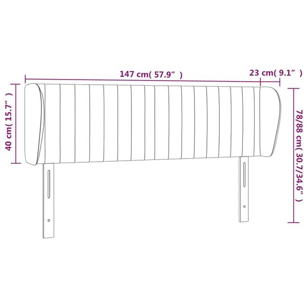 vidaXL Κεφαλάρι με Πτερύγια Μαύρο 147 x 23 x 78/88 εκ. Υφασμάτινο