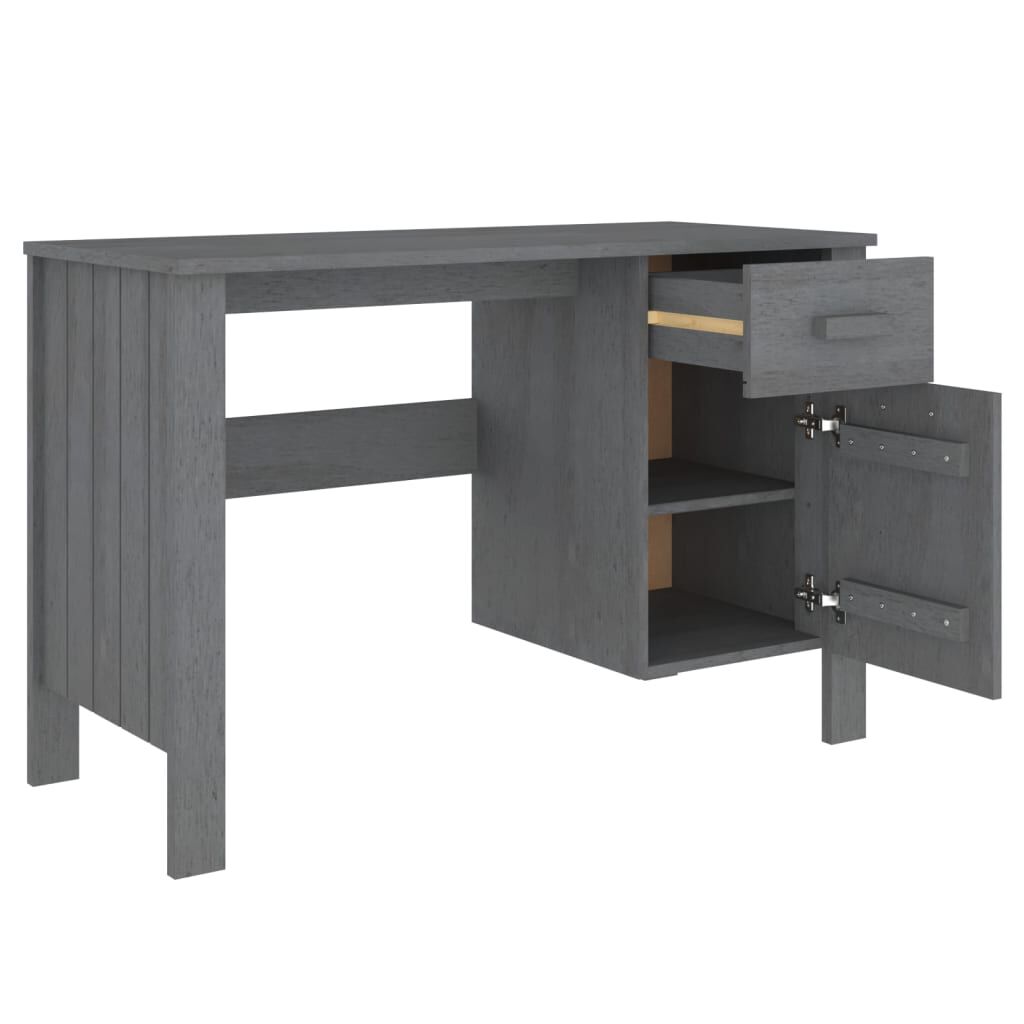 vidaXL Γραφείο HAMAR Σκ. Γκρι 113 x 50 x 75 εκ. Μασίφ Ξύλο Πεύκου