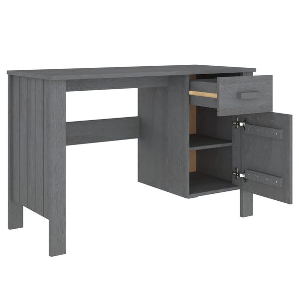 vidaXL Γραφείο HAMAR Σκ. Γκρι 113 x 50 x 75 εκ. Μασίφ Ξύλο Πεύκου