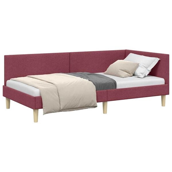 vidaXL Κρεβάτι Γωνίας Άλλο Μπορντό 100 x 200 cm Ύφασμα και Έργο ξύλου