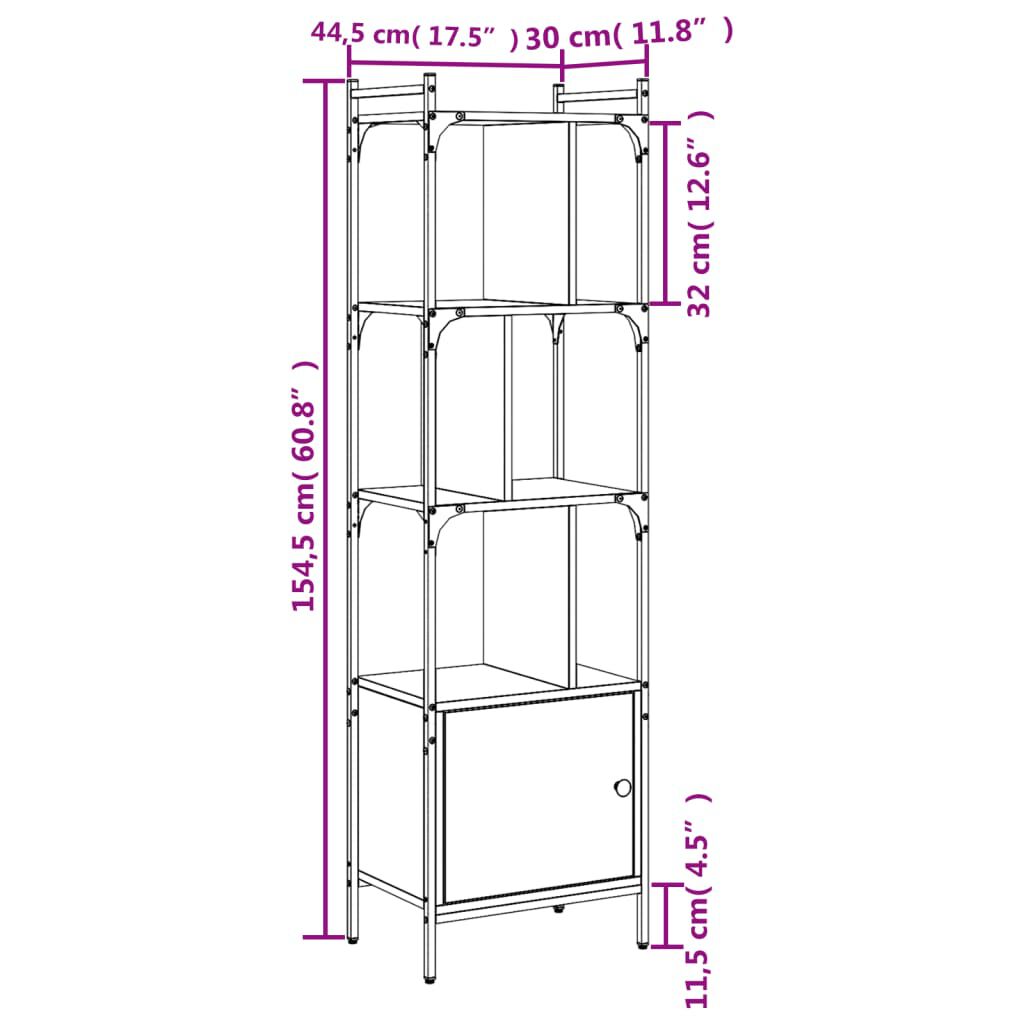 vidaXL Βιβλιοθήκη με Πόρτα Καφέ Δρυς 44,5x30x154,5 εκ. Επεξ. Ξύλο